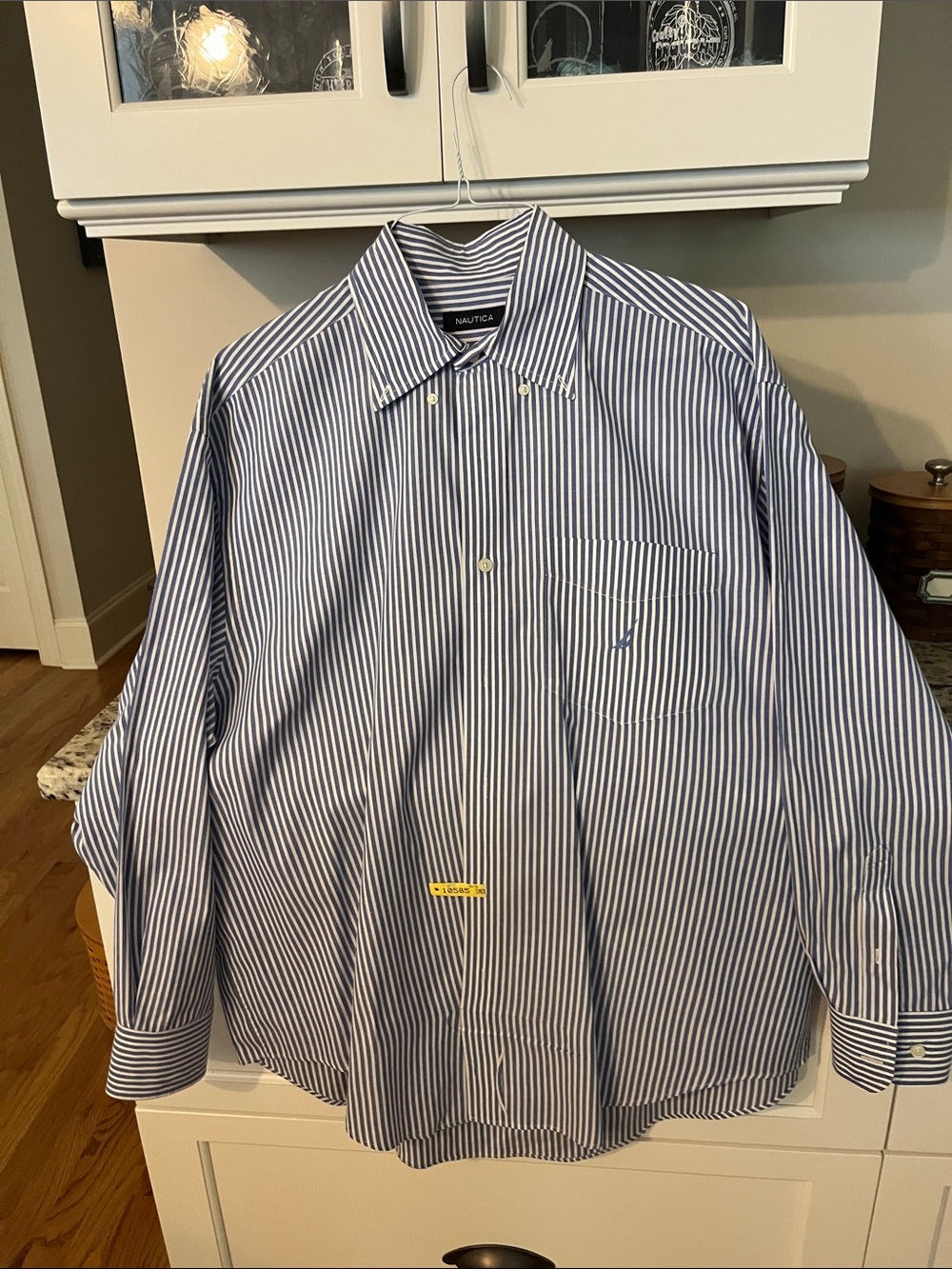 Nautica Men’s blue and White Striped Button-Down Shirt